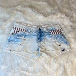 YMI american flag size 5 jean shorts distressed denim light wash shorts